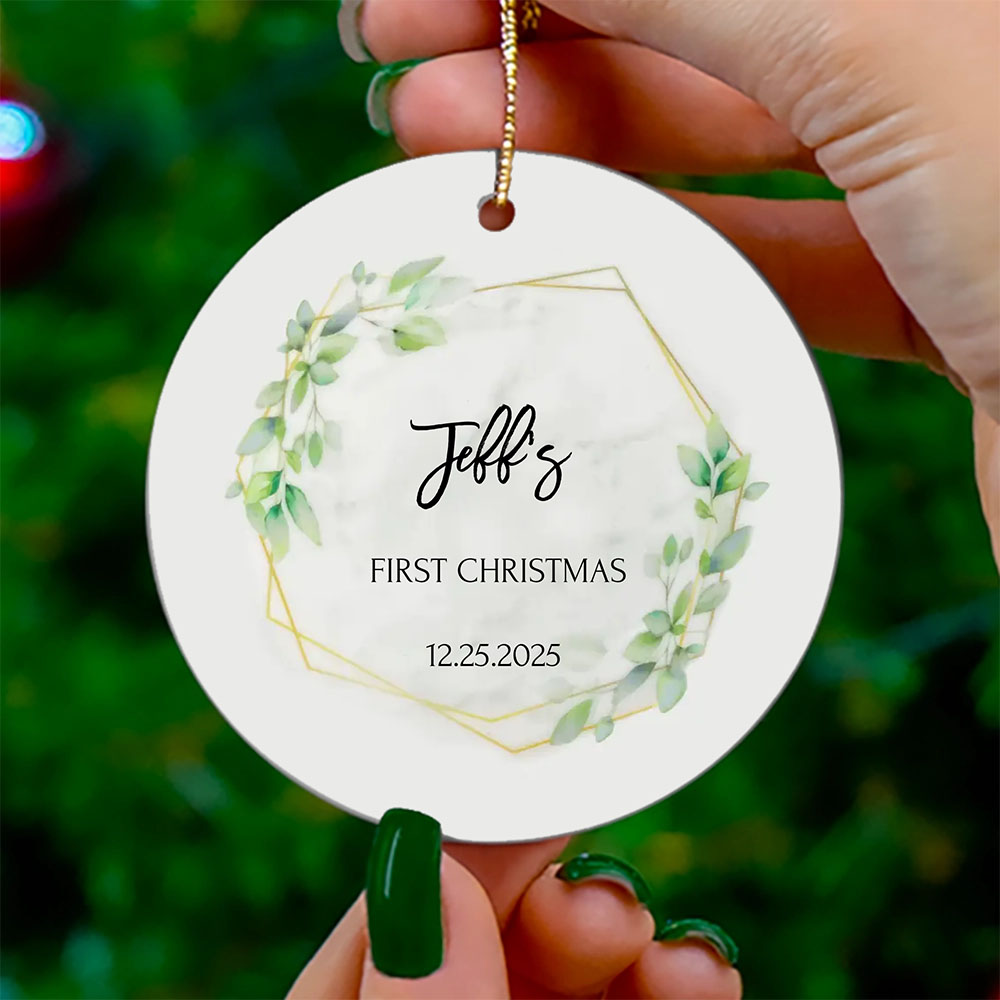 Custom First Christmas Ceramic Christmas Ornament 3